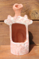 Preview: Tanagra sitzend mit Haube, handbemalt, Terrakotta, 15,9 cm, 8,8 cm breit